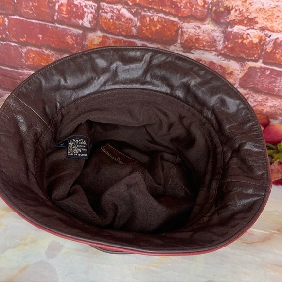 Vintage Coach Burgundy Red Leather Bucket Hat - Picture 7 of 10